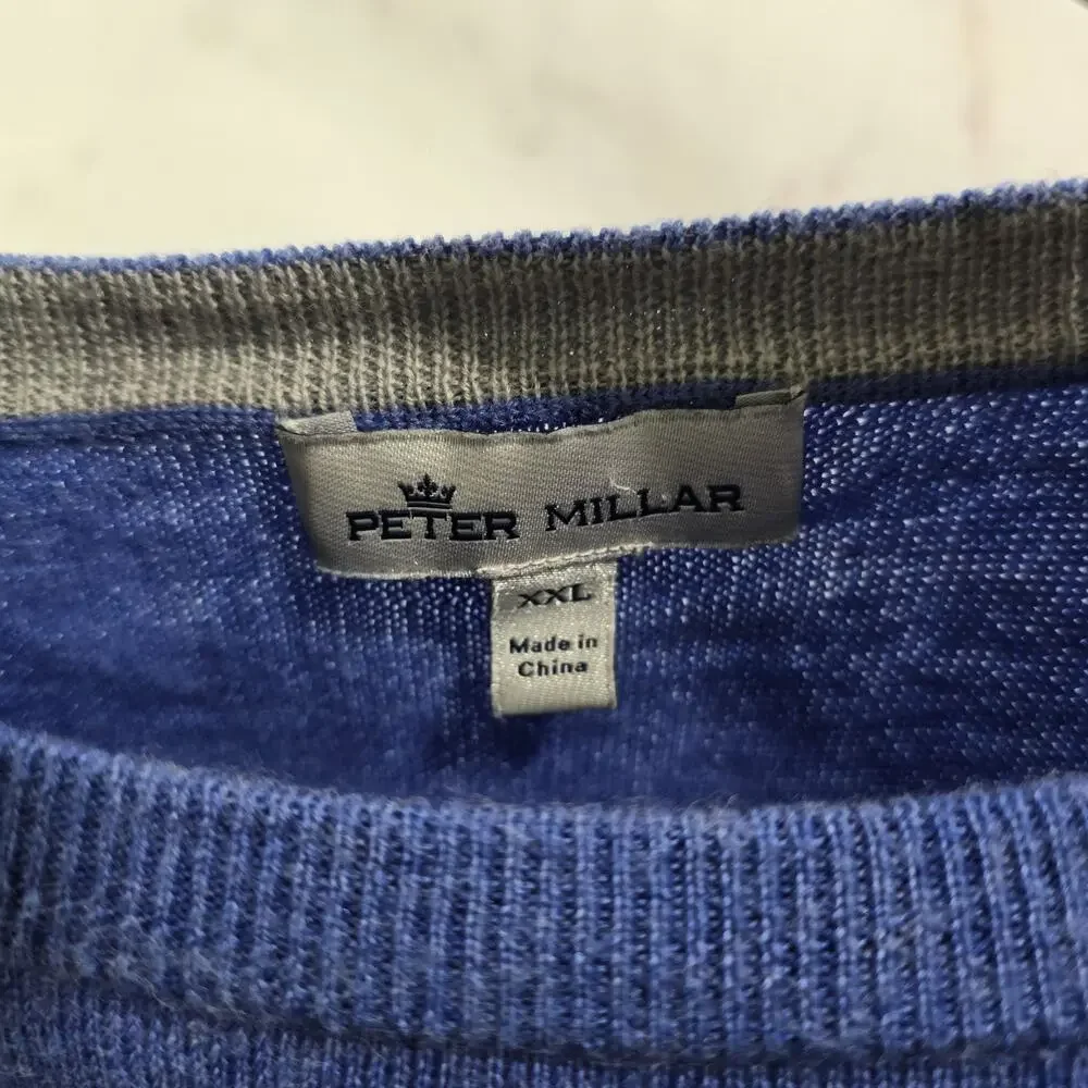 Peter Millar Sweater Mens XXL Blue Merino Wool Silk Lightweight Liberty 19S42
